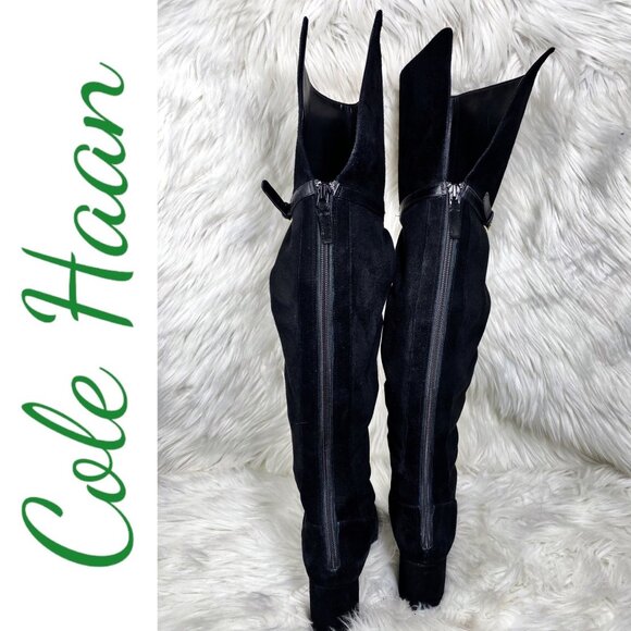 COLE HAAN DARCIA Over-the-Knee Black Suede Boot, Size 7 - Picture 6 of 12